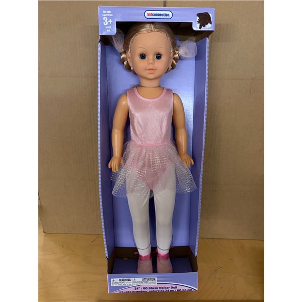 Kid Connection 24-inch Walker Doll comes dressed in a pink sparkly ballerina outfit with matching ha