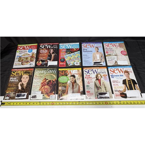 (10) Vintage Sew News Magazines.