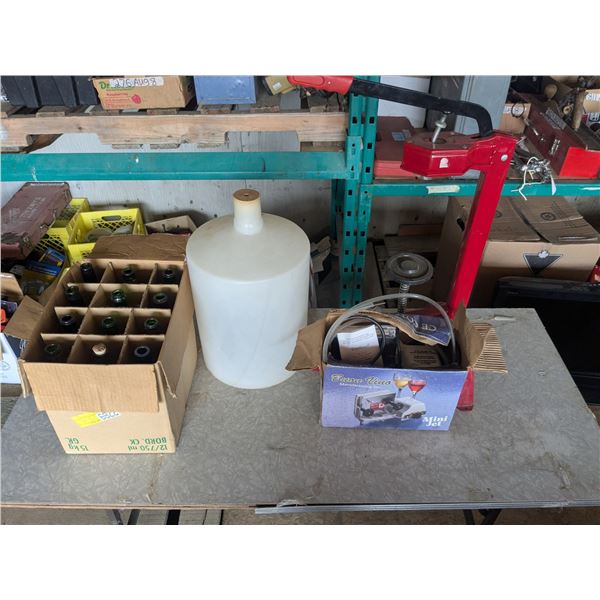 Home wine brewing kit, includes pump and bottles