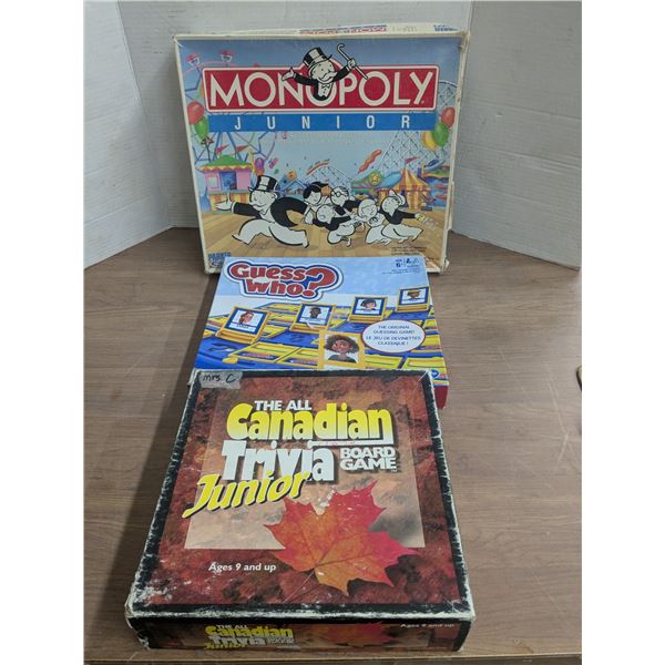 Monopoly jr, canadian trivia, guess who