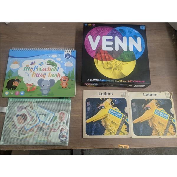 VENN game, preschool activity's, sesame street record and book