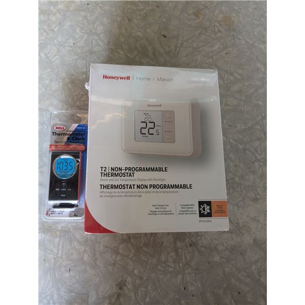 Digital thermostat with thermometer/clock