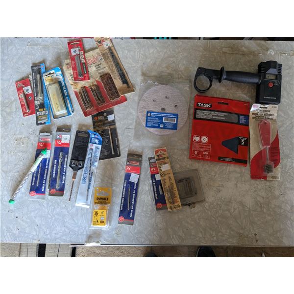 New in packaging drill bits and saw blades, etc.