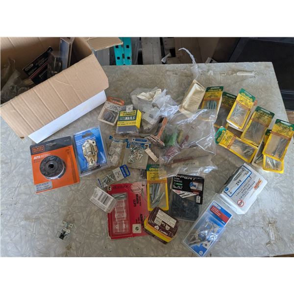 Box of screws and hardware