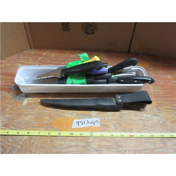(1) Filleting Knife and Lot of Knives