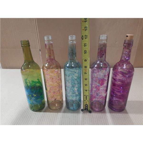 Decorative wine bottle lamps. (One Is having Light and Working)