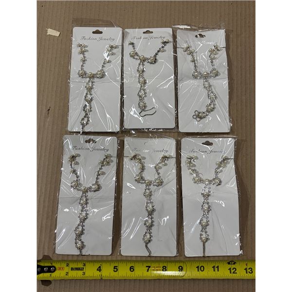 (6) Bridal Pearl Bar Fashion Jewelry.