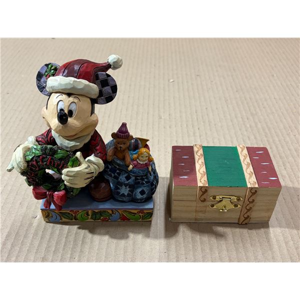 Jim Shore Disney Traditions figurine titled "Merry Christmas to You" featuring Mickey Mouse dressed 