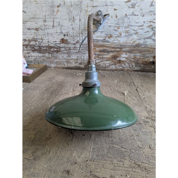 Vintage enamel service station light fixture