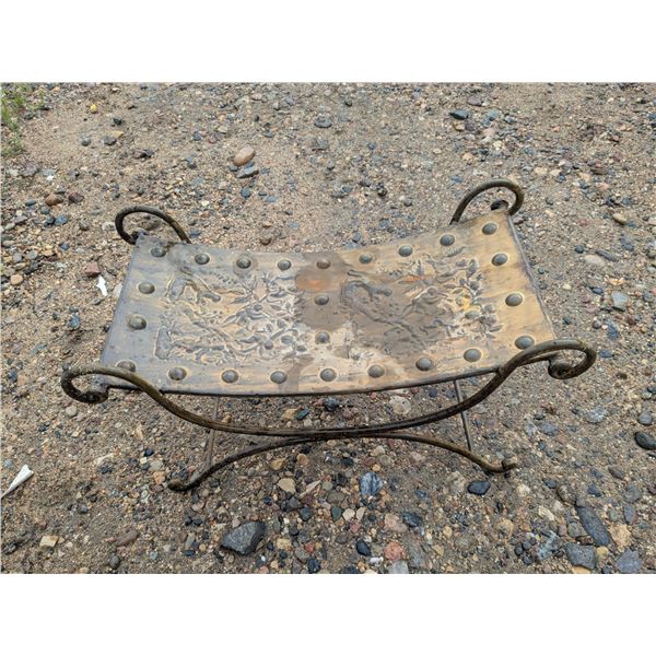 Steel foot stool, embossed, 24x11x13"