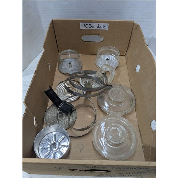 Vintage pyrex percolator parts, lids and handles