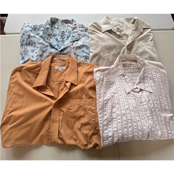 (4) Short Sleeve Button Ups  (1) Paradise Style 3XL, (2) Protocol 2XL, (1) Penmans 2XL.