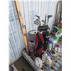 Image 4 : Mixed pallet lot- golf bag with clubs, skis, etc.