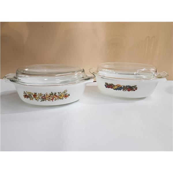 (2) Vintage Anchor Hocking 1.5Qt Casserole Dishes w/ Lids