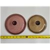 Image 2 : (3) Pyrex Glass Lids – 624C Clear, V1.5C Cranberry, V1C Amber