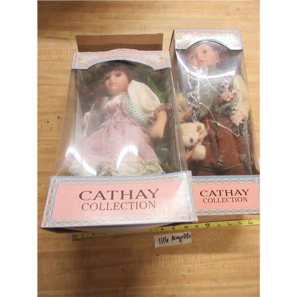 (2) Cathy Collectable Porcelain Dolls in Original Box