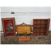 Image 1 : (2) Wooden Picture Frames, Wooden Display Case, and Wooden Décor Piece