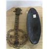 Image 4 : Hand Carved Wooden Wall Mask and Guitar Style Wall Décor