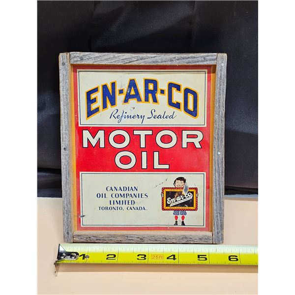 Framed En-Ar-Co Motor Oil Tin Ad