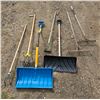 Image 1 : (2) Snow Shovels, (2) Garden Rakes, etc.