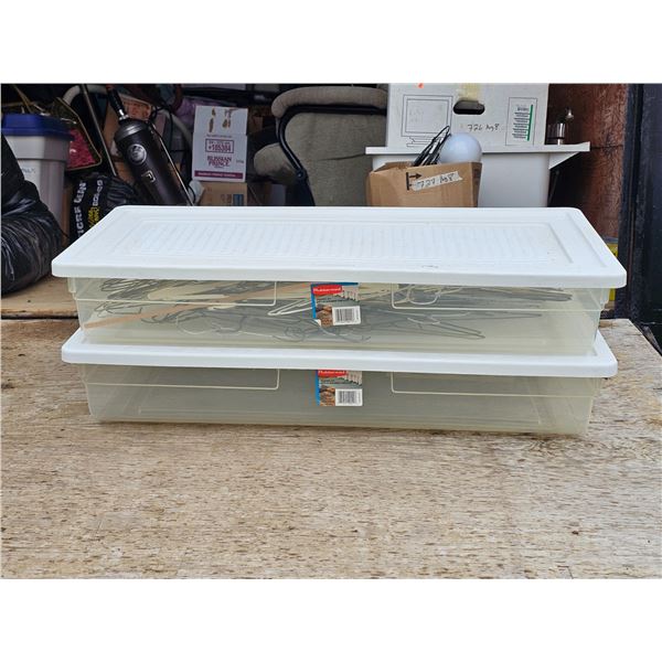 (2) 10.6 Gal Rubbermaid Underbed Storage Totes w/ Hangers