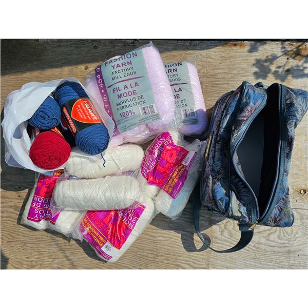 Lot of Assorted Yarn and Like New Jordache Bag