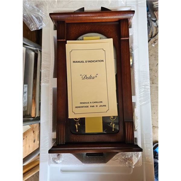 NOS Delta Pendulum Wall Clock in Original Box & Packaging