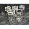 Image 1 : (5) Vintage Glass Mason Jars w/ (4) Glass Lids