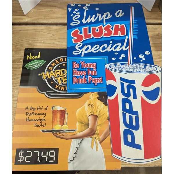 2- store front signs, Slush and Hard Iced Tea
