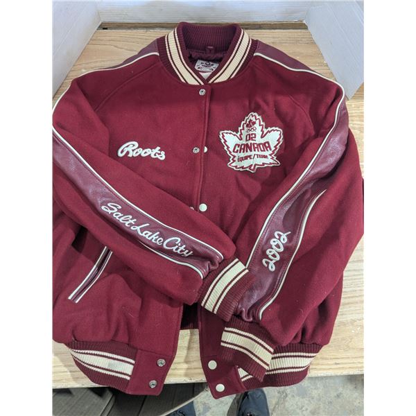 2002 Winter Olympics XL- Roots jacket, leather trim