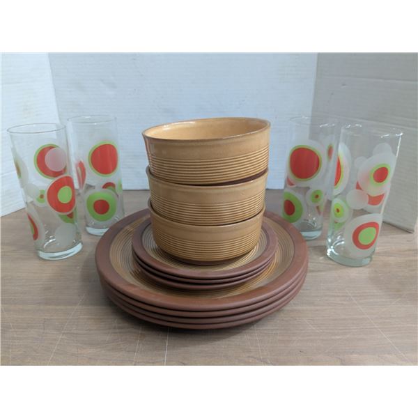 MCM Barware glasses, and Kilncraft dish set