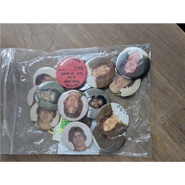 Vintage collector buttons, Prince Albert Raiders