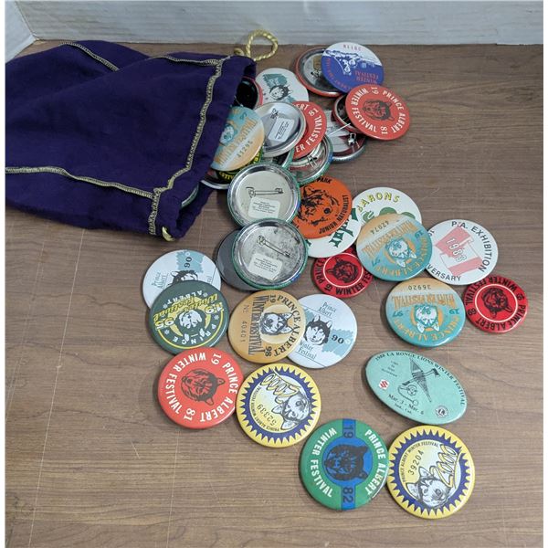 Vintage collector buttons, Winterfest +