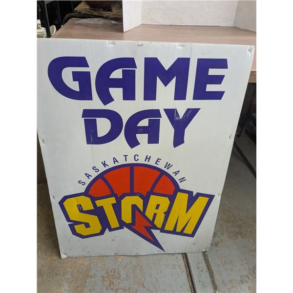 Saskatchewan Storm "gameday" sign, double sided, 32x24"