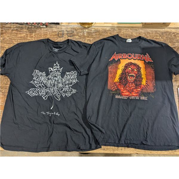 2 size XL band shirts, Airbourne and Tragically Hip