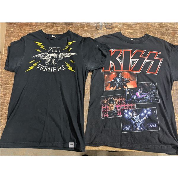 2 size M band shirts, Foo Fighters and KISS official concert shirt.