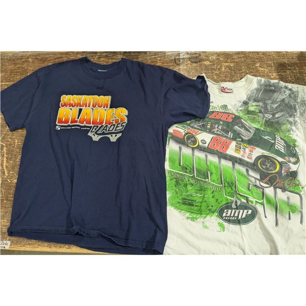 2 size XL shirts,Vintage,  Saskatoon Blades and Dale jr. all over print