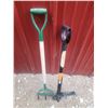 Image 1 : 3-tine cultivator or fork and Fiskars stand-up weed puller.