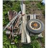 Image 2 : Mixed pallet lot, Plane tire, truck parts, yard tools