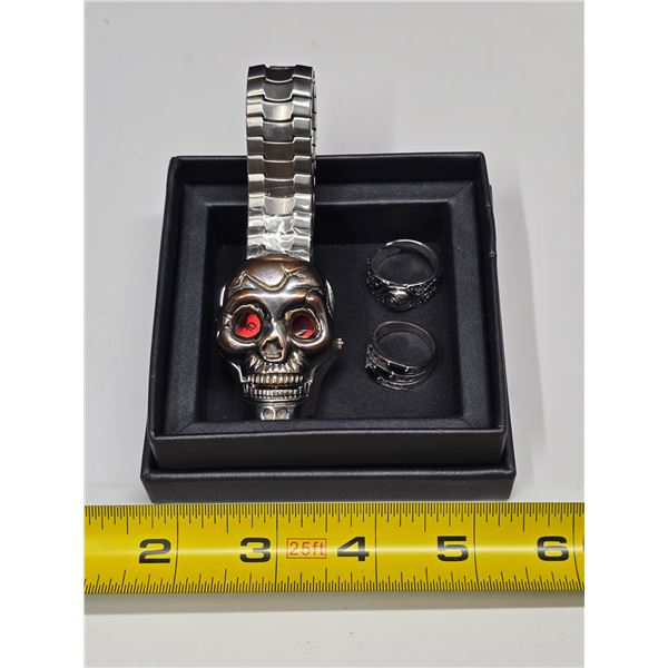 Skull Watch (Working), (2) Rings