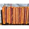 Image 2 : Antique Little Leather Book Lot on Wooden Shelf Rack - Real Leather Bound