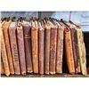 Image 5 : Antique Little Leather Book Lot on Wooden Shelf Rack - Real Leather Bound
