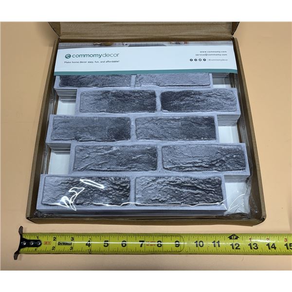 Commomy 3D Peel And Stick Wall Tiles featuring a textured, faux gray brick design. (10 Pieces & New)