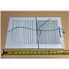 Image 1 : This is a 14-inch by 6-inch white steel 2-way sidewall and ceiling air register, featuring stamped l