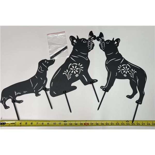 French Bulldog metal decorative garden stakes. (New)