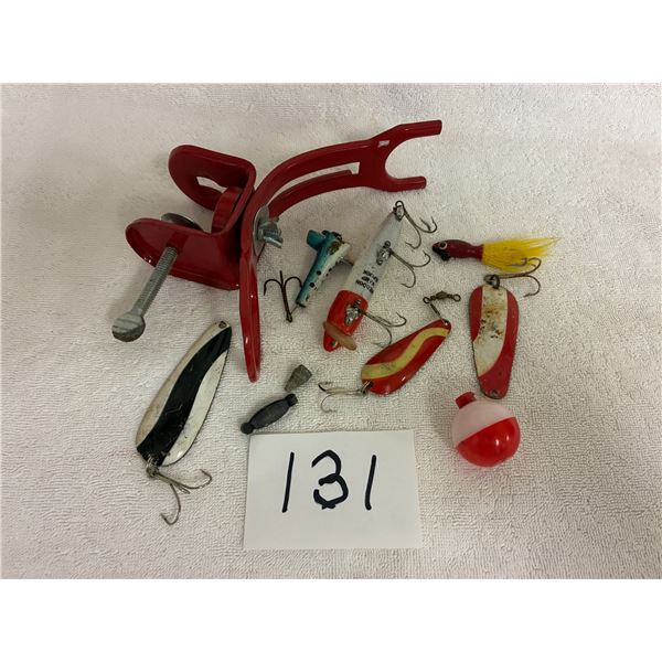 Assorted Fish Hooks, Rod Holder
