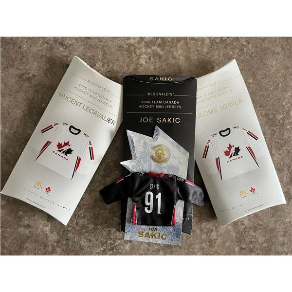 McDonalds 2006 lot of 3 mini jerseys. Sakic. Iginla. Lecavalier
