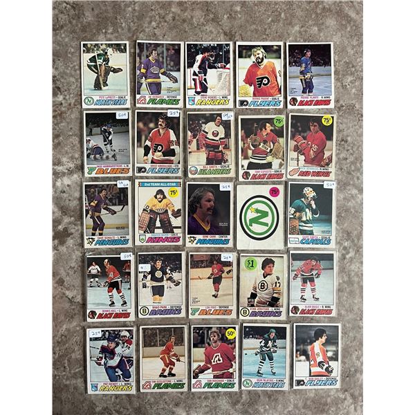 1977-78 O-Pee-Chee (OPC) lot of 25 hockey cards.