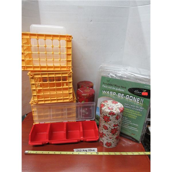 Red, Yellow, and Clear Plastic Crates