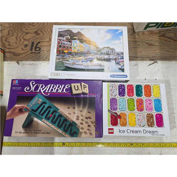 2 puzzels and scrabble game